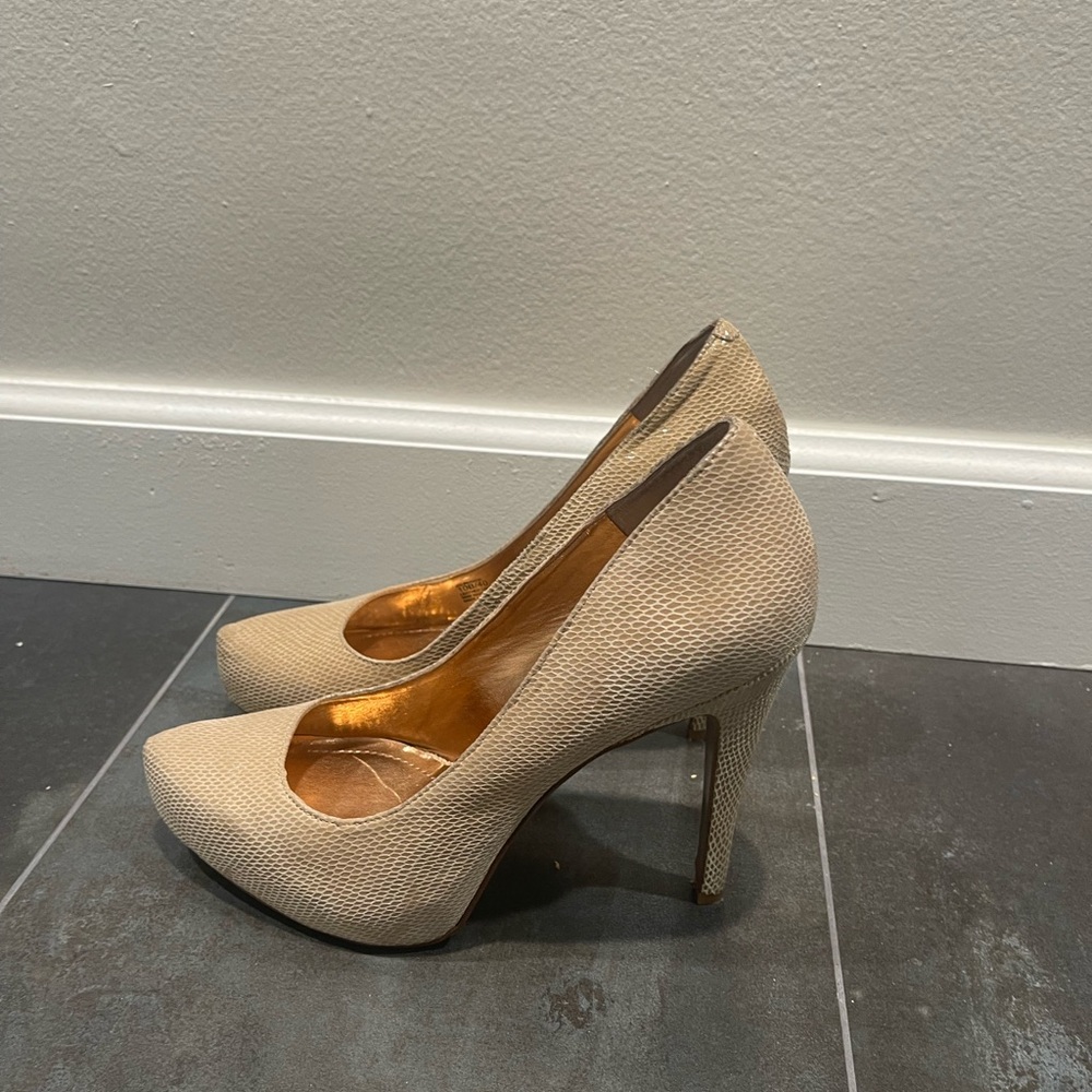 BCBGeneration Cream Platform Stiletto Heels